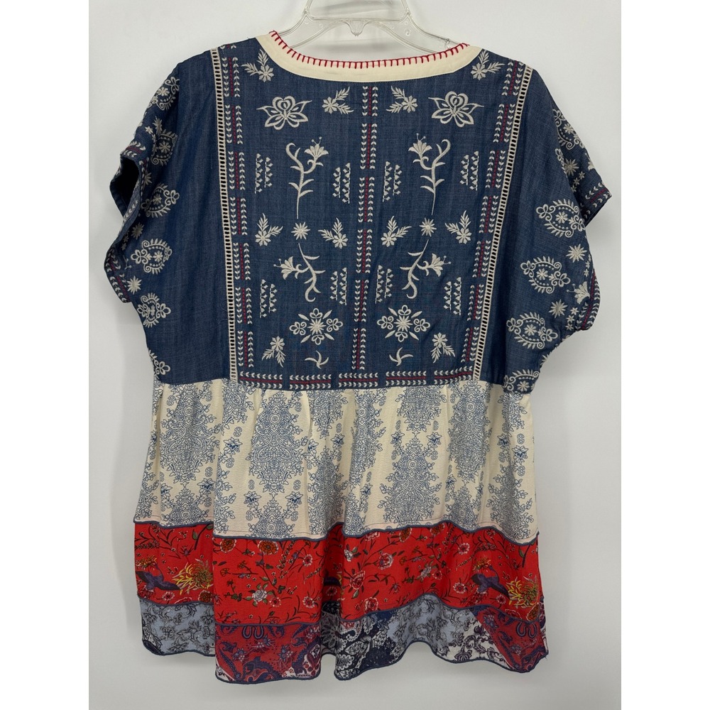 John Mark Womens Patchwork Embroidered Tassel Tun… - image 3